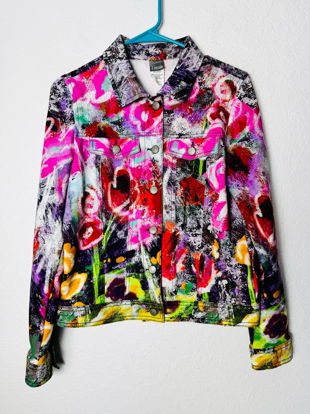 Simply Art by Dolcezza Multi Colorful Size Small Jacket Art To Wear EUC Floral